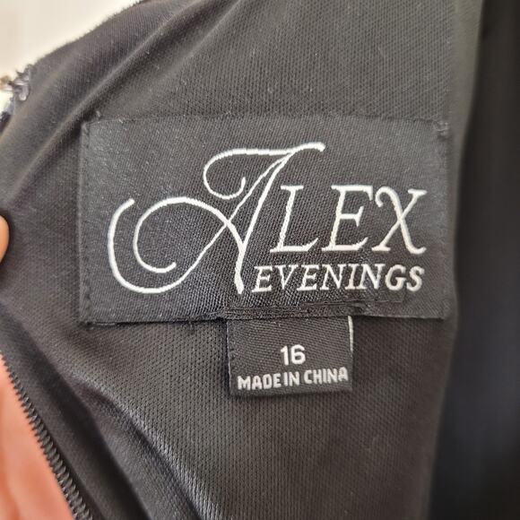 Alex Evenings Black Velvet Draped Rhinestone Accent Dress Size 16 - Picture 3 of 6